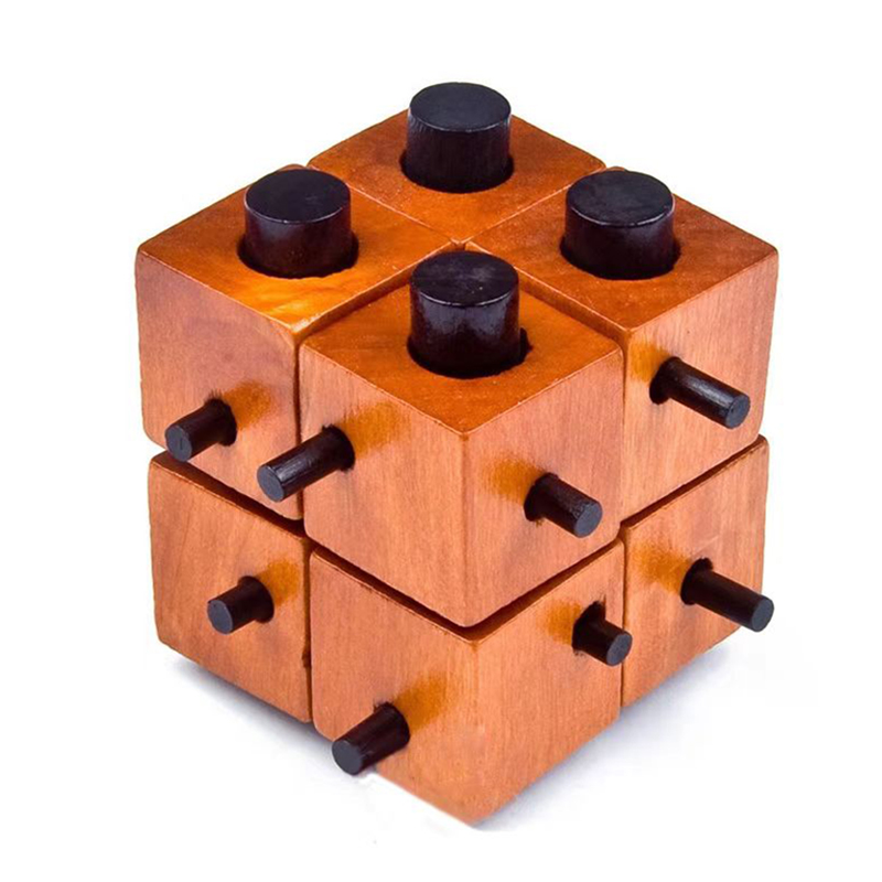 Brain Teaser Cube - Wooden Brain Teaser Puzzles Unlock Interlock