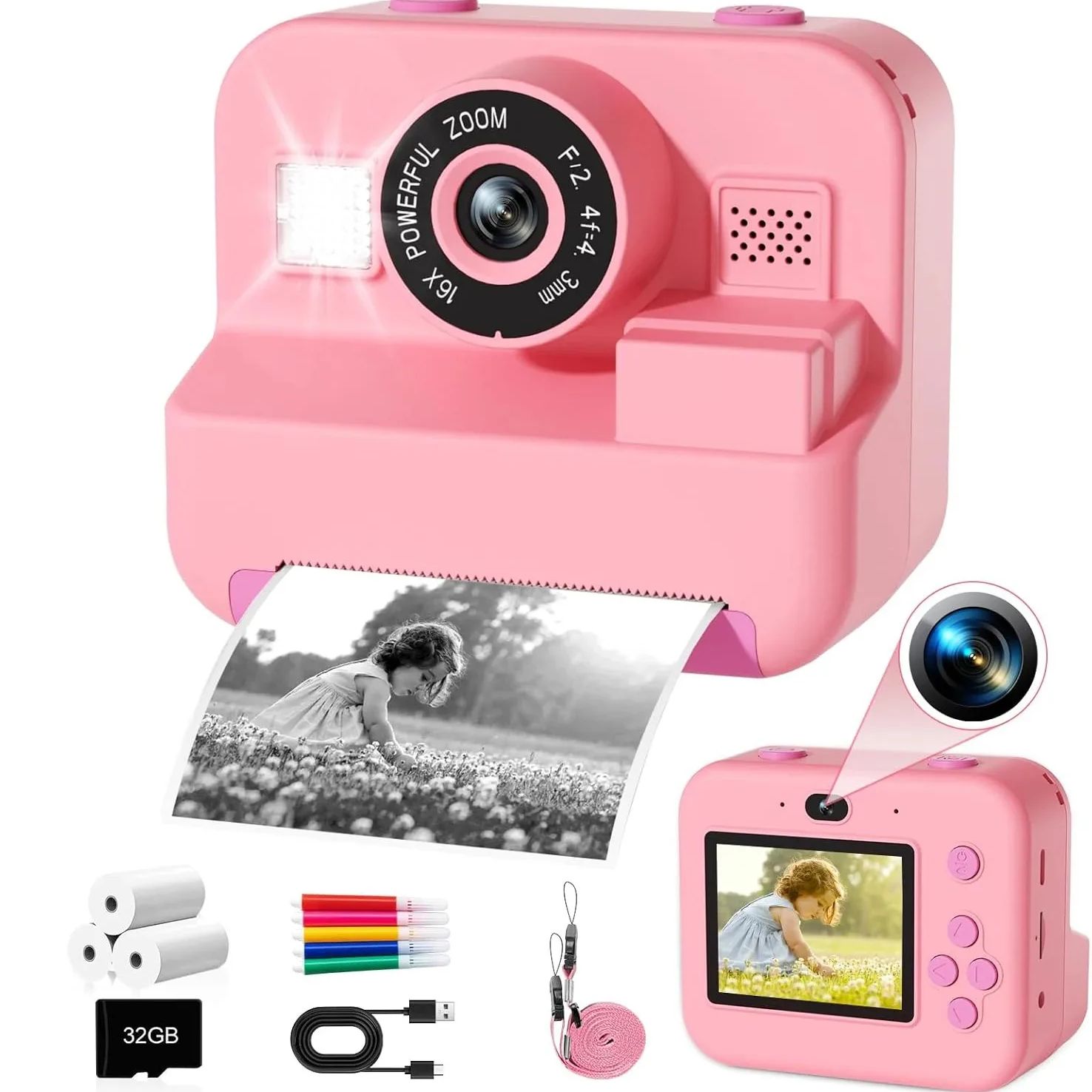 Kids Education News - newInstant Print Camera With 32G Card